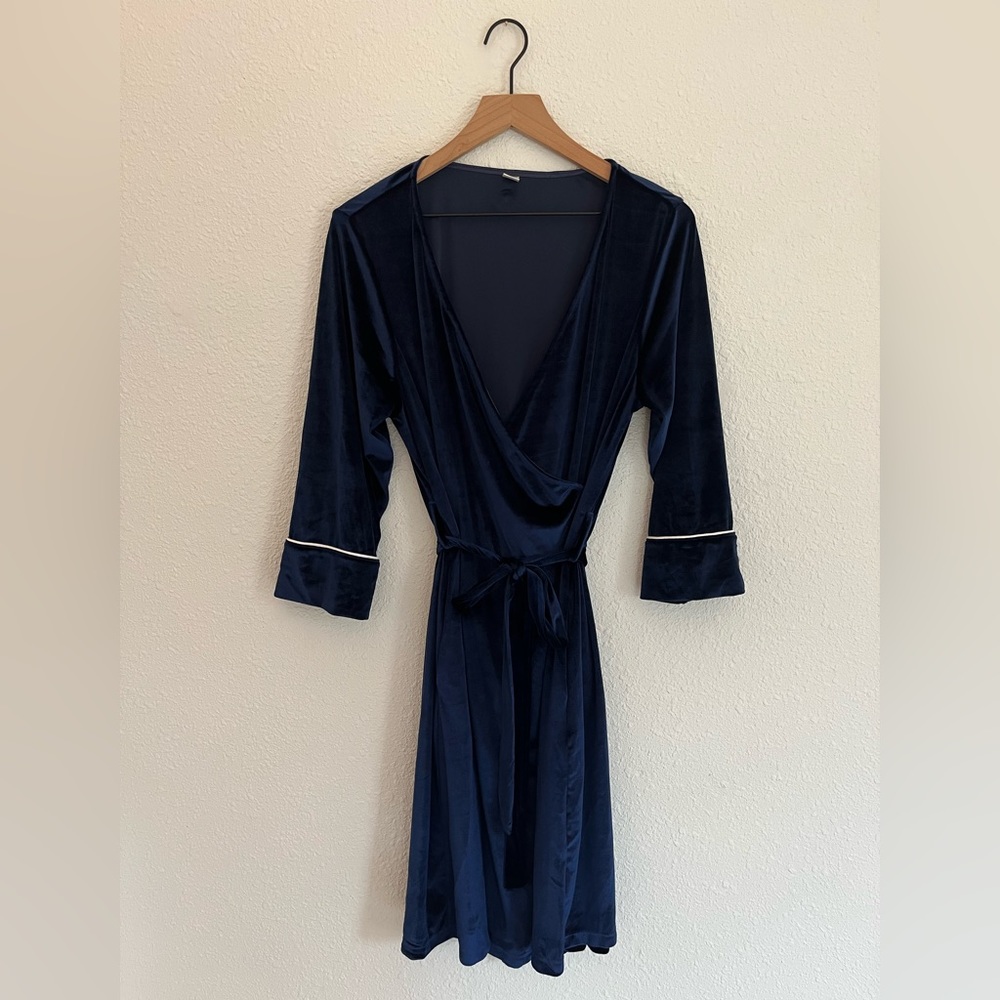 Navy Blue Velvet Robe, Dressing Gown